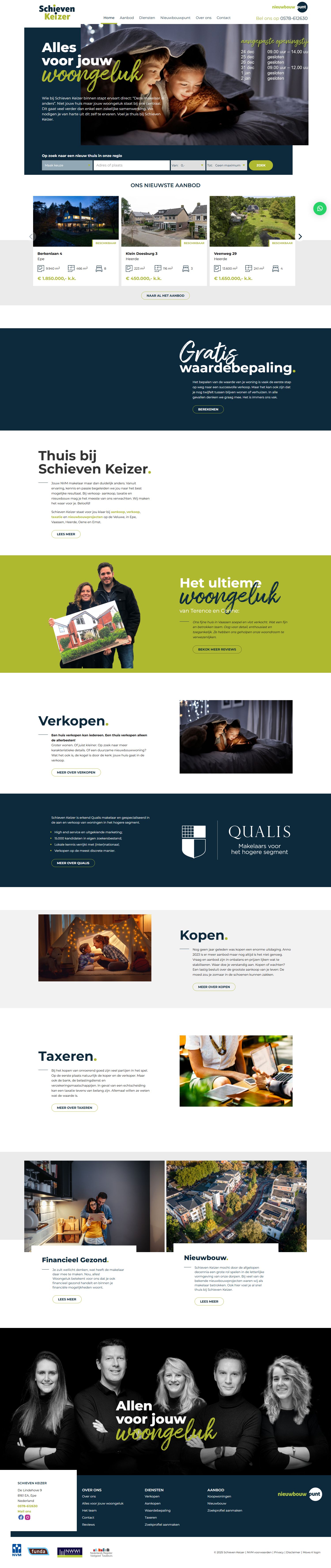 Screenshot van de website van www.schievenkeizer.nl