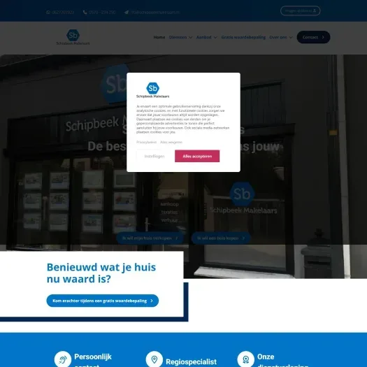 Screenshot of the website of www.schipbeekmakelaars.nl