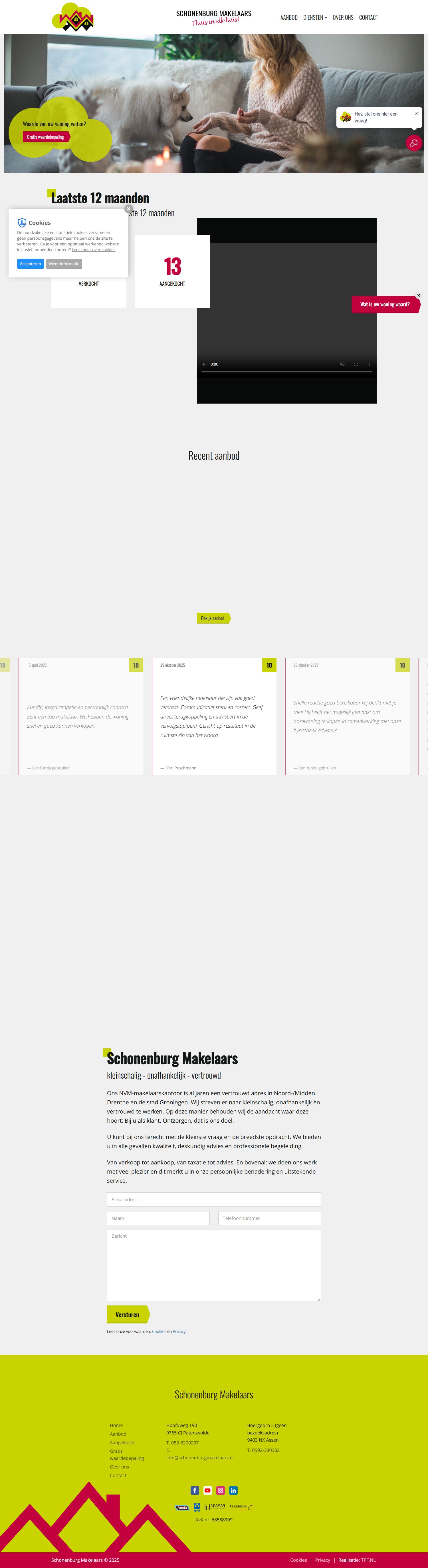 Screenshot van de website van www.schonenburgmakelaars.nl