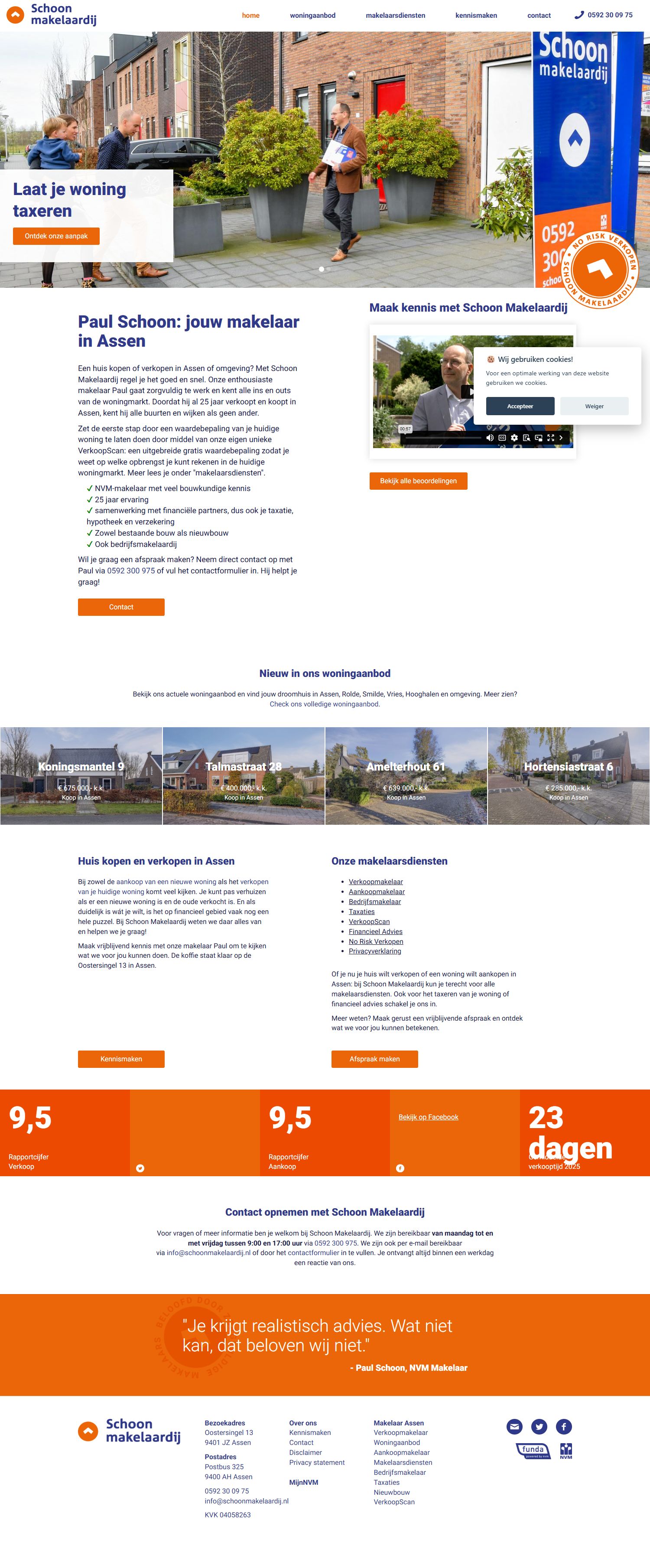 Screenshot van de website van www.schoonmakelaardij.nl