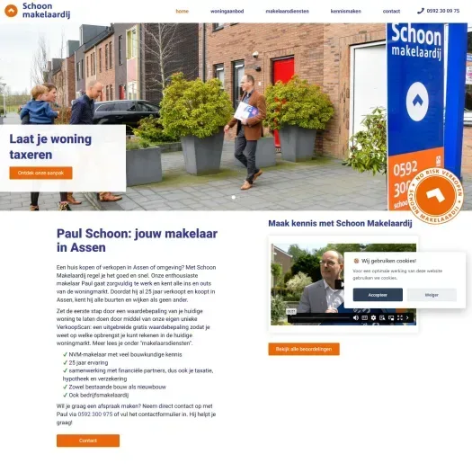Screenshot der Website von www.schoonmakelaardij.nl