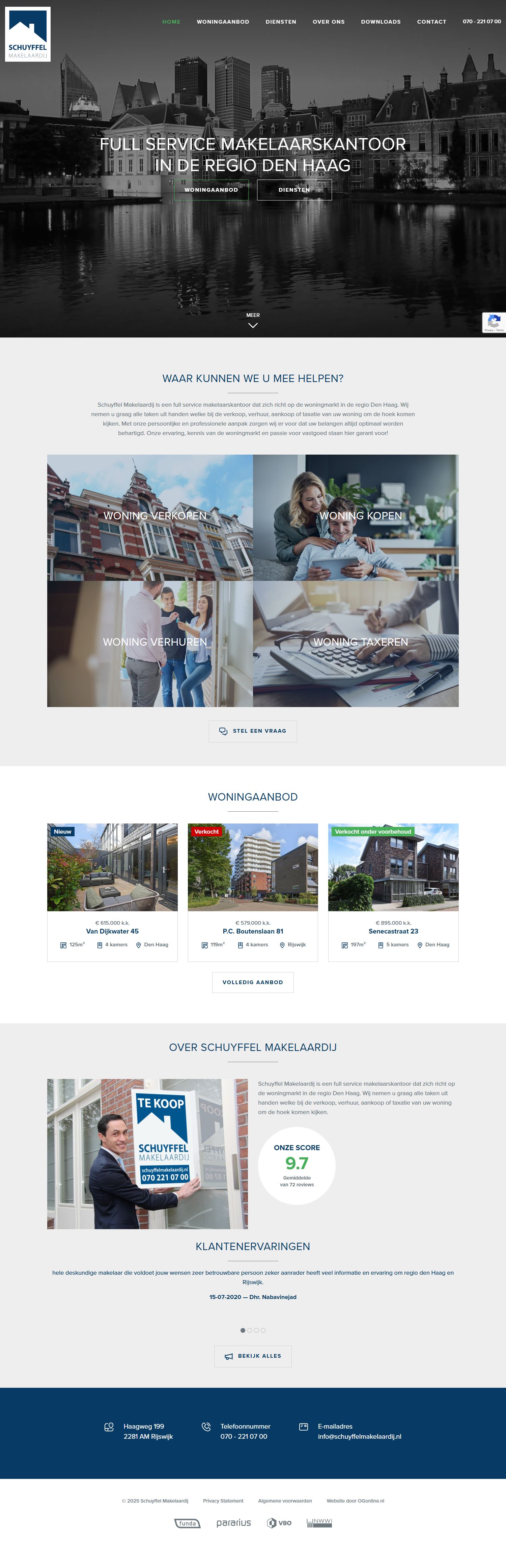 Screenshot van de website van www.schuyffelmakelaardij.nl