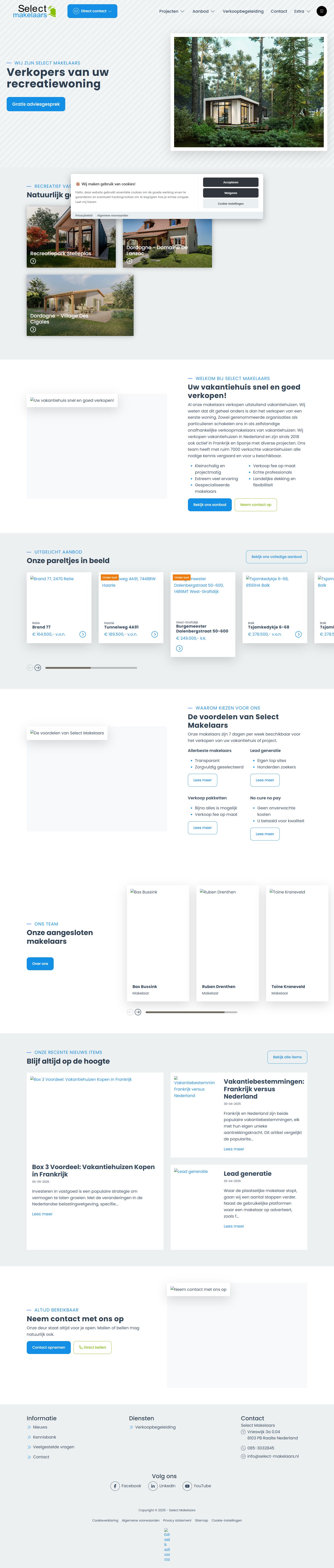 Screenshot van de website van www.select-makelaars.nl
