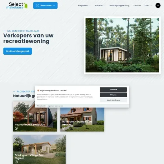 Screenshot van de website van www.select-makelaars.nl