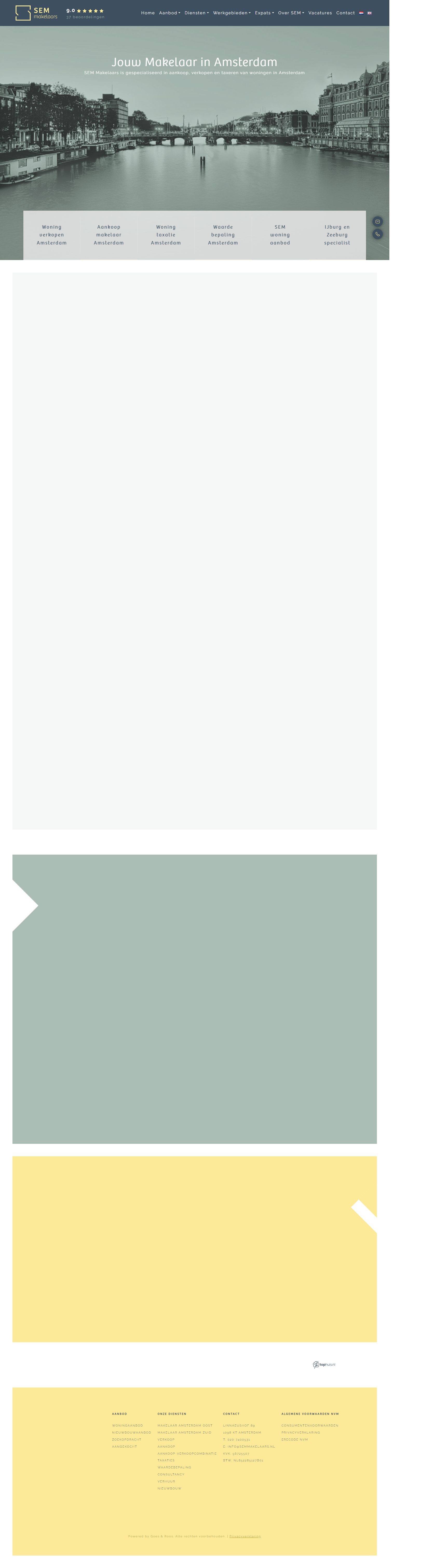 Screenshot van de website van www.semmakelaars.nl