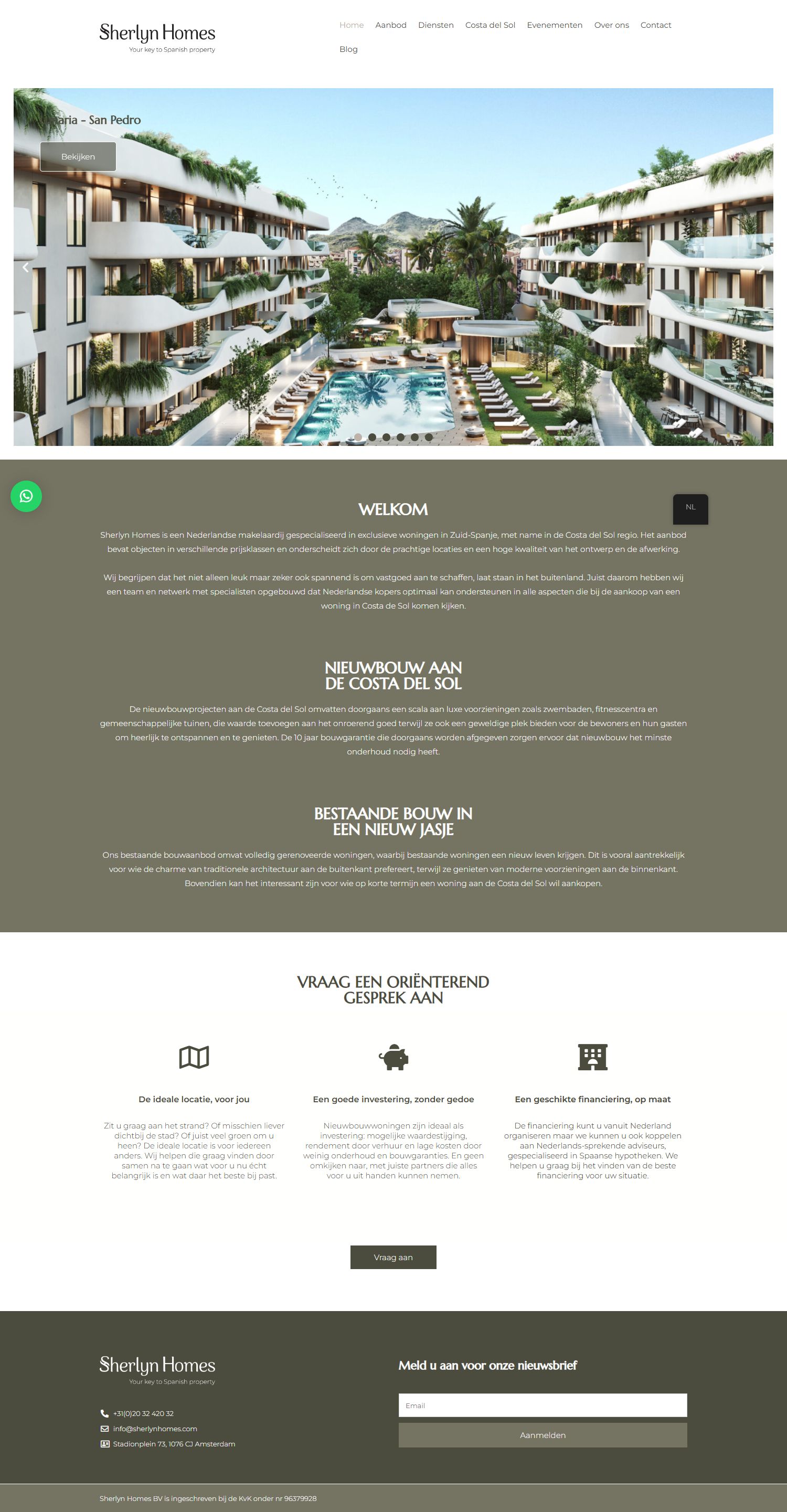 Screenshot van de website van www.sherlynhomes.com