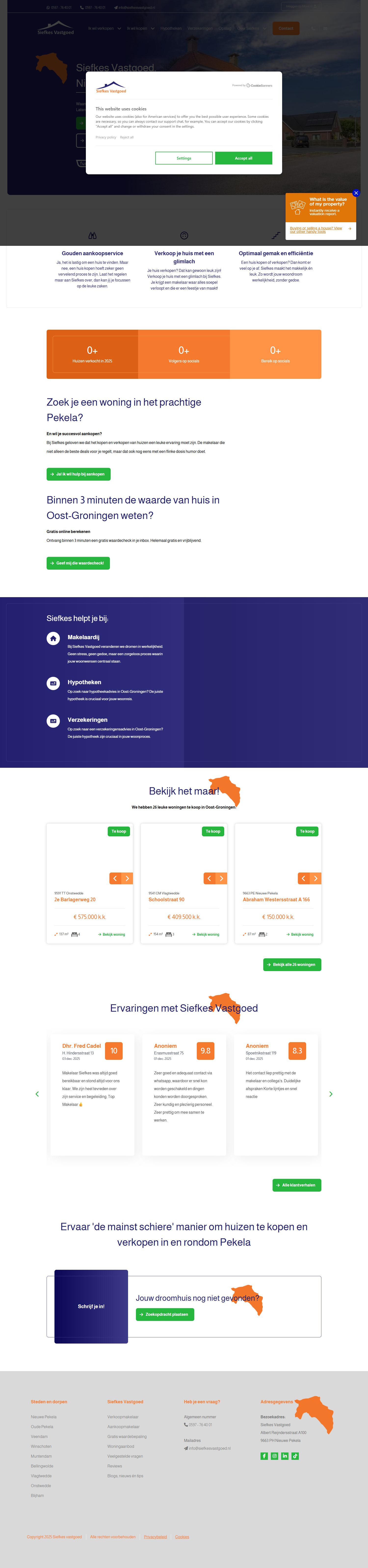 Screenshot van de website van www.siefkesvastgoed.nl