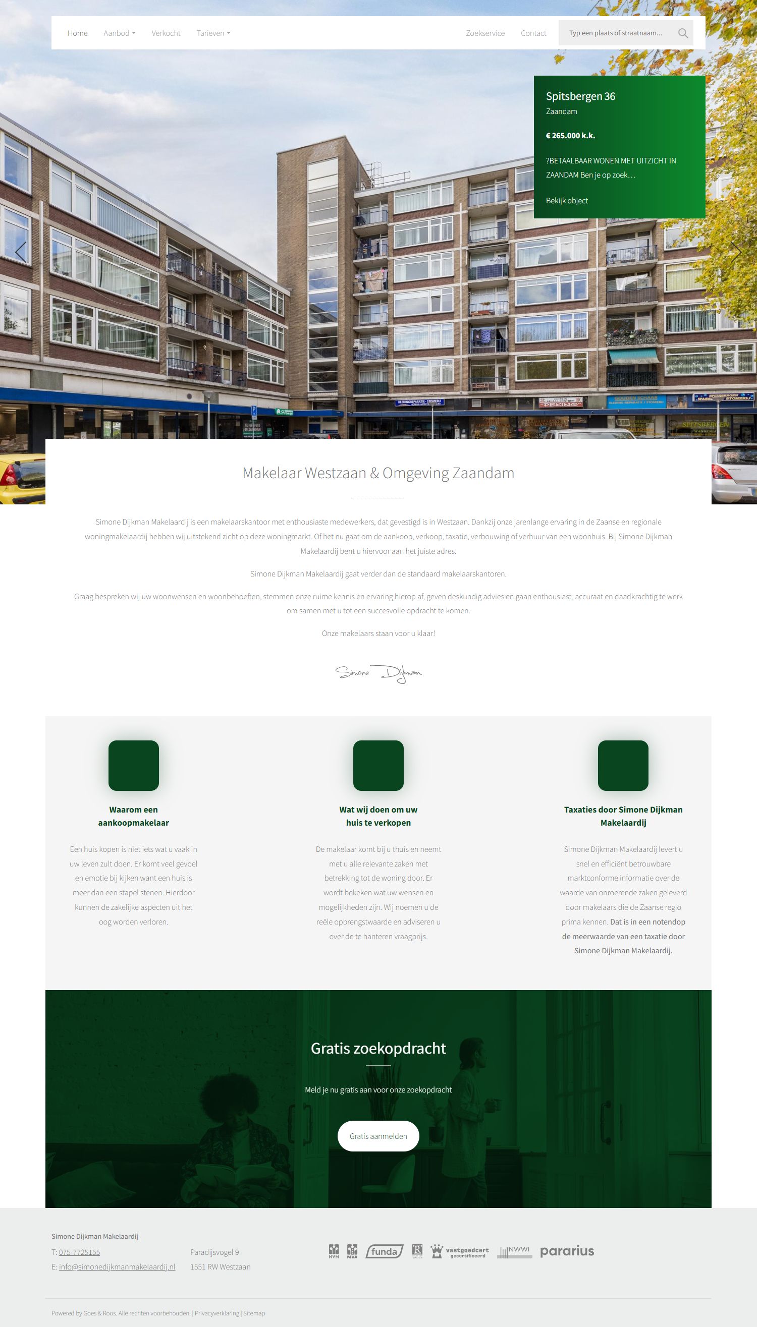Screenshot van de website van www.simonedijkman.nl
