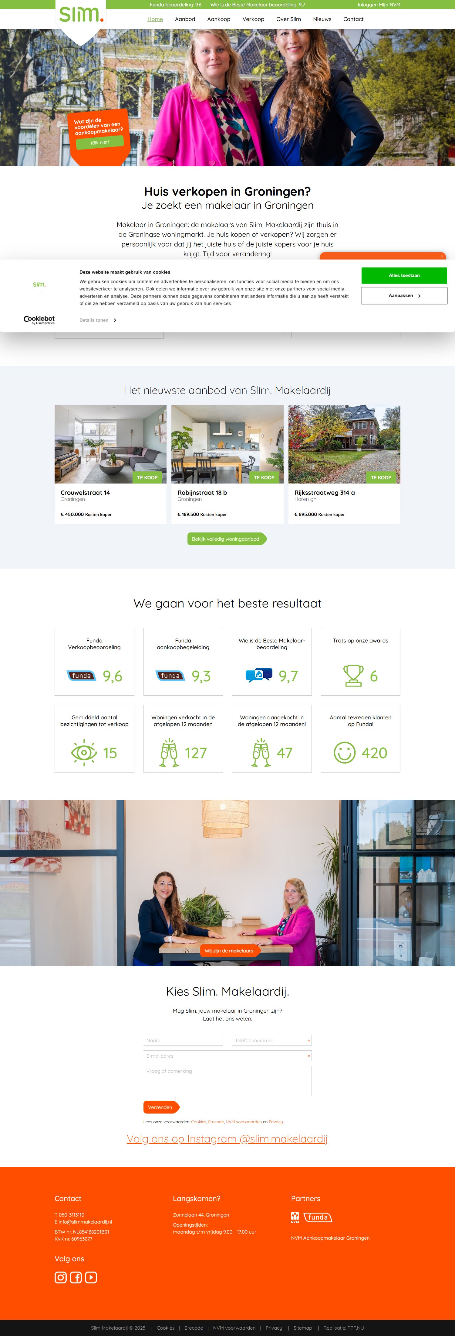 Screenshot van de website van www.slimmakelaardij.nl