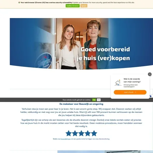 Screenshot van de website van www.slingerland.nl