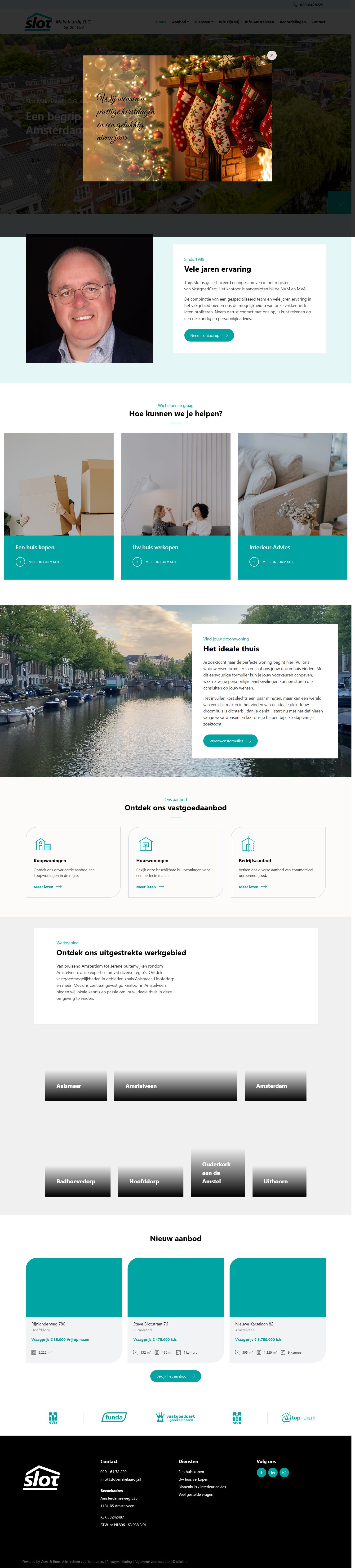 Screenshot van de website van www.slot-makelaardij.nl