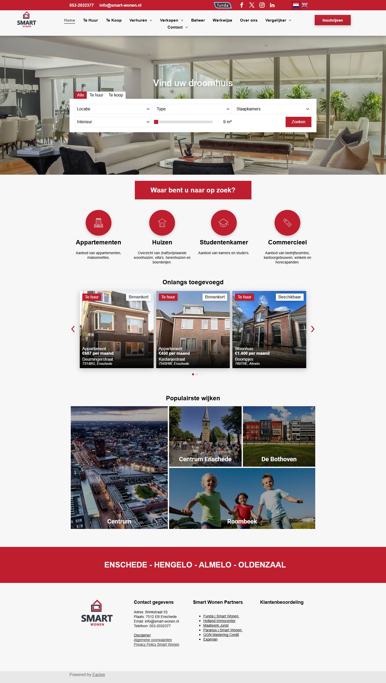Screenshot van de website van www.smart-wonen.nl