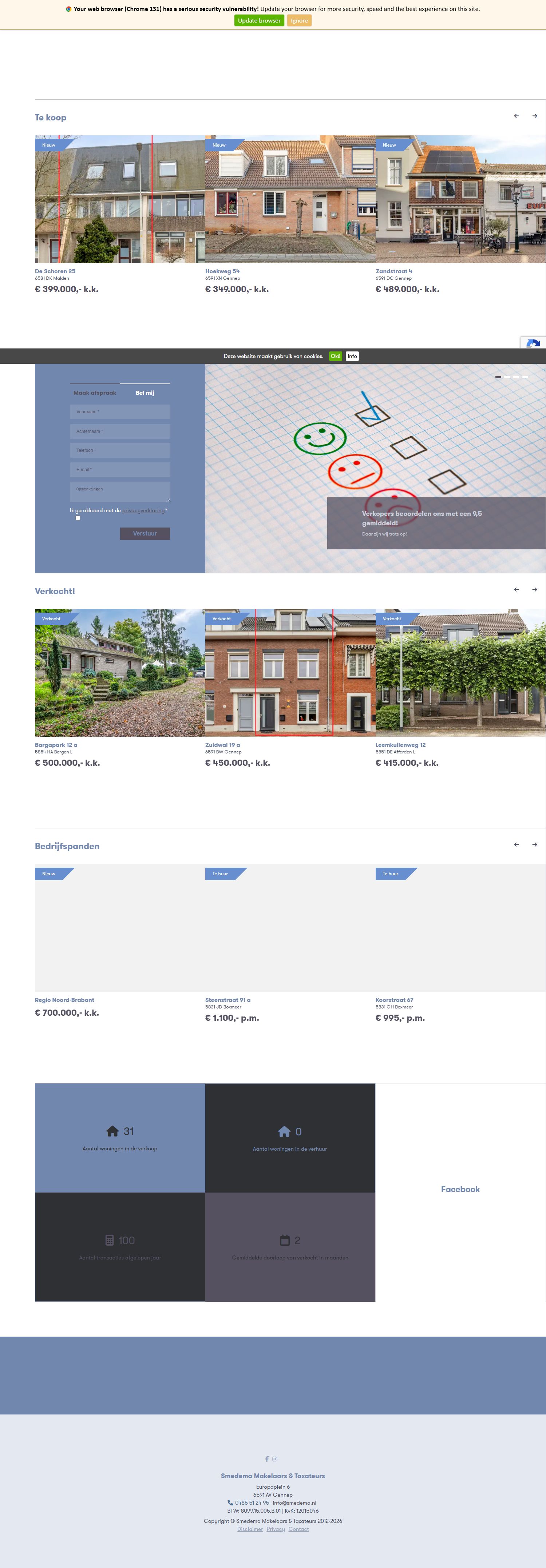 Screenshot van de website van www.smedema.nl