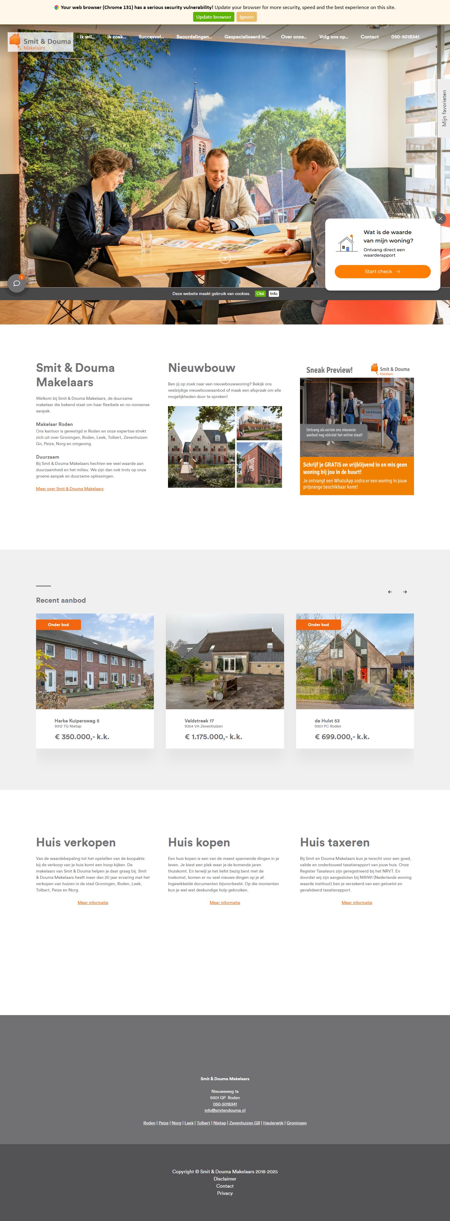 Screenshot van de website van www.smitendouma.nl