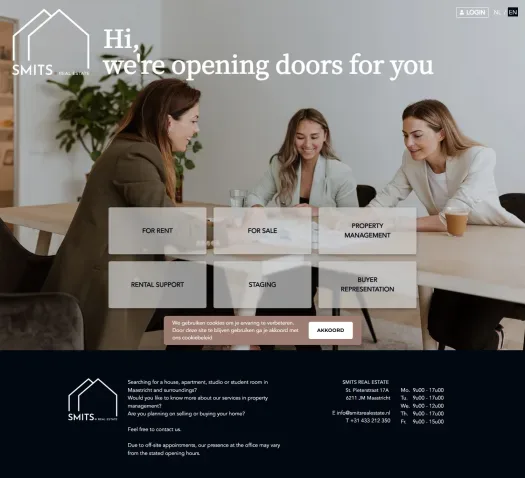 Screenshot van de website van www.smitsrealestate.nl
