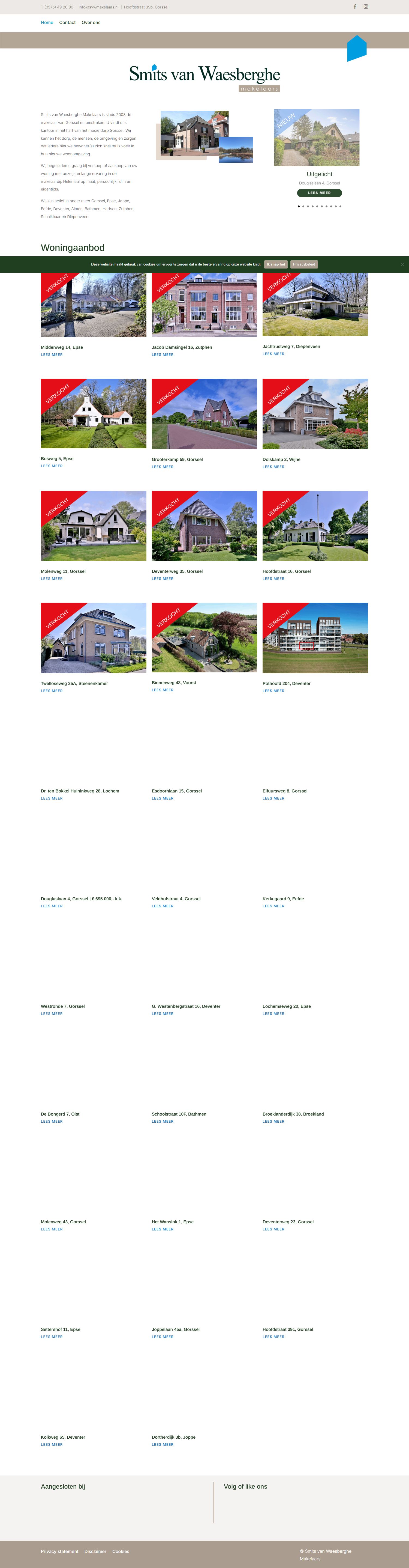 Screenshot van de website van www.svwmakelaars.nl