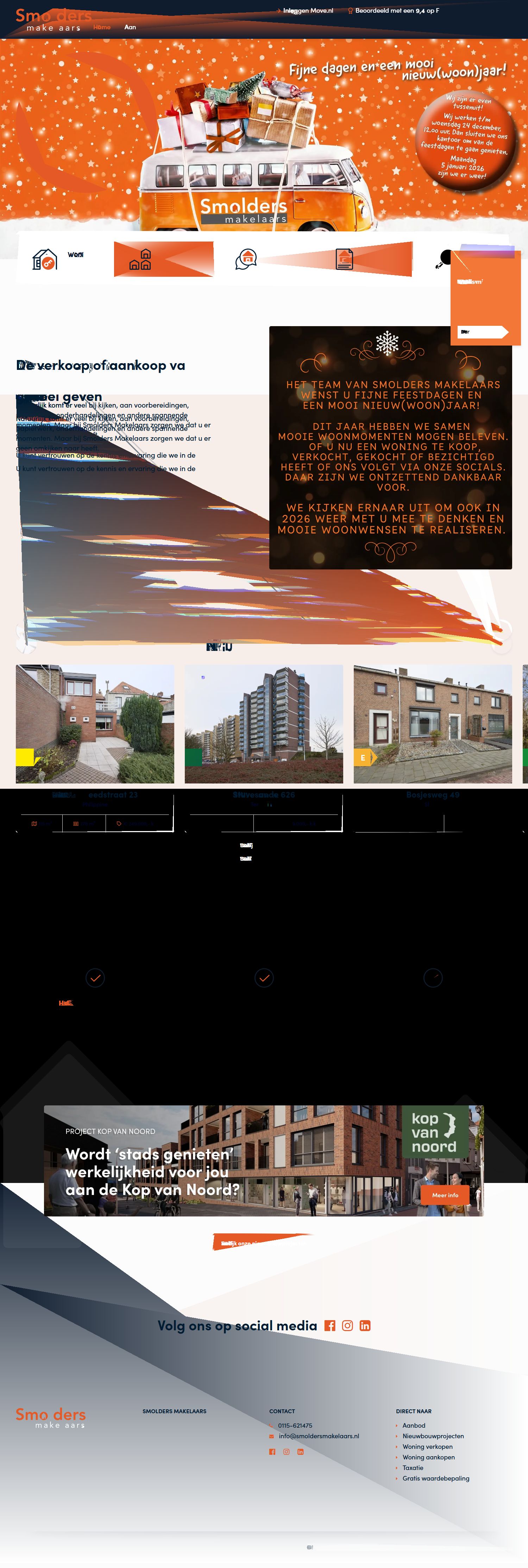 Screenshot van de website van www.smoldersmakelaars.nl