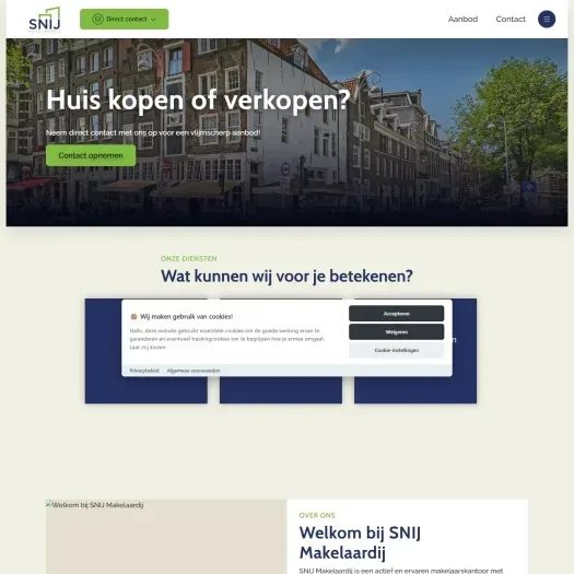Screenshot van de website van www.snijmakelaardij.nl