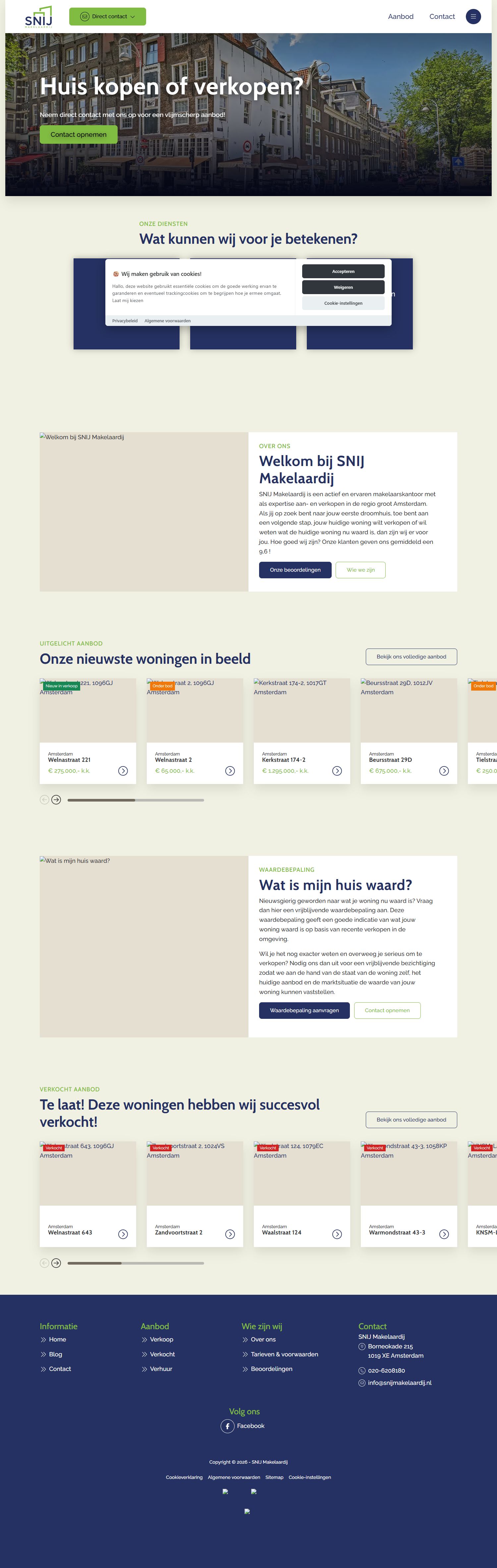 Screenshot van de website van www.snijmakelaardij.nl