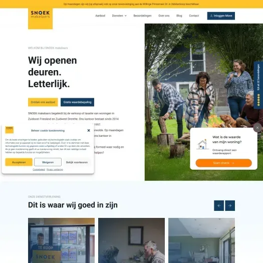 Screenshot van de website van www.snoekmakelaars.nl