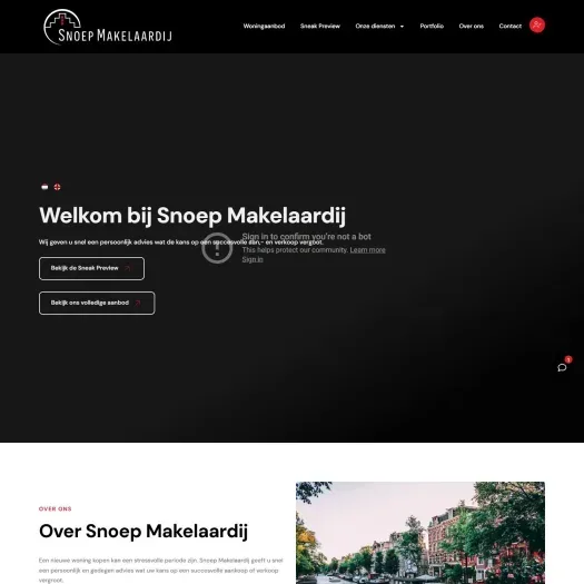 Screenshot of the website of snoepmakelaardij.nl