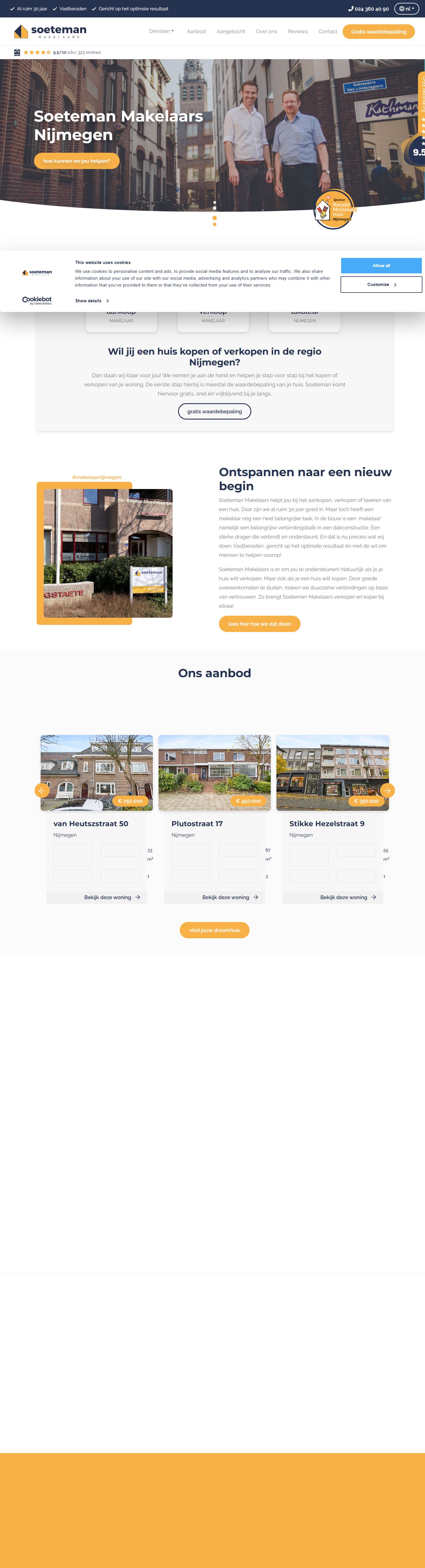 Screenshot van de website van www.soeteman.nl