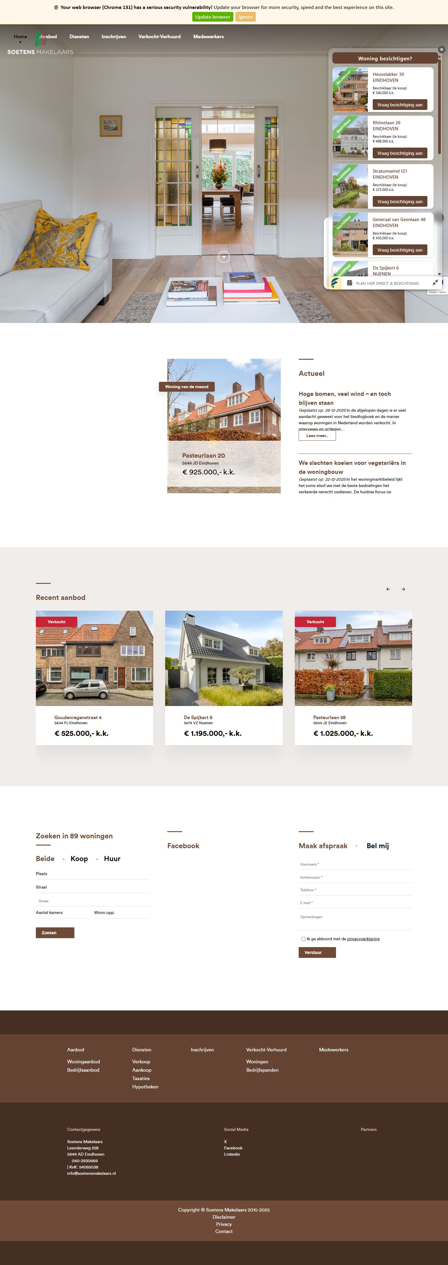 Screenshot van de website van www.soetensmakelaars.nl
