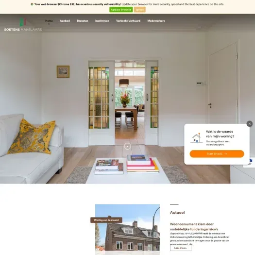 Screenshot of the website of www.soetensmakelaars.nl