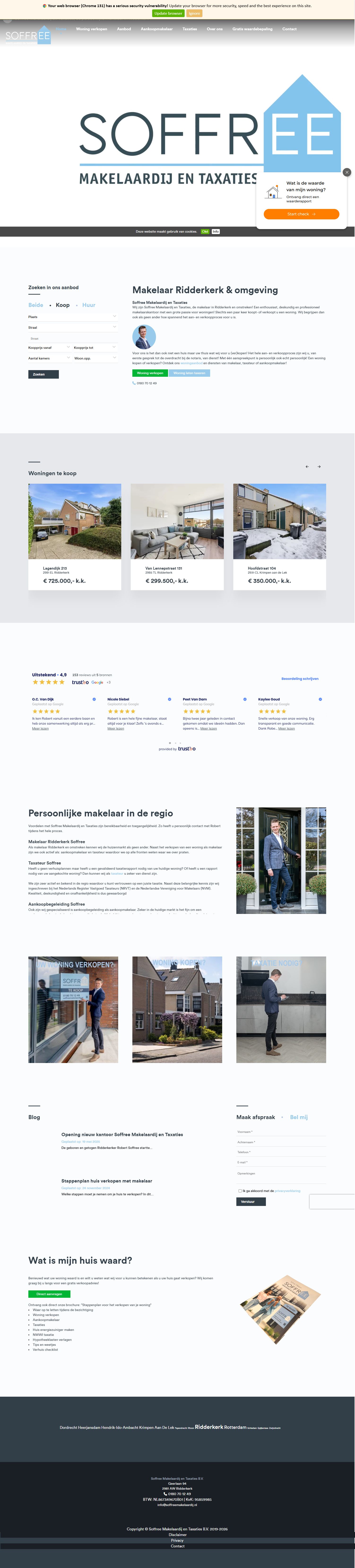 Screenshot van de website van www.soffreemakelaardij.nl