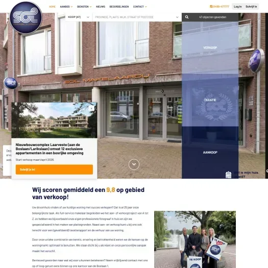 Screenshot van de website van www.woon-huis.nl