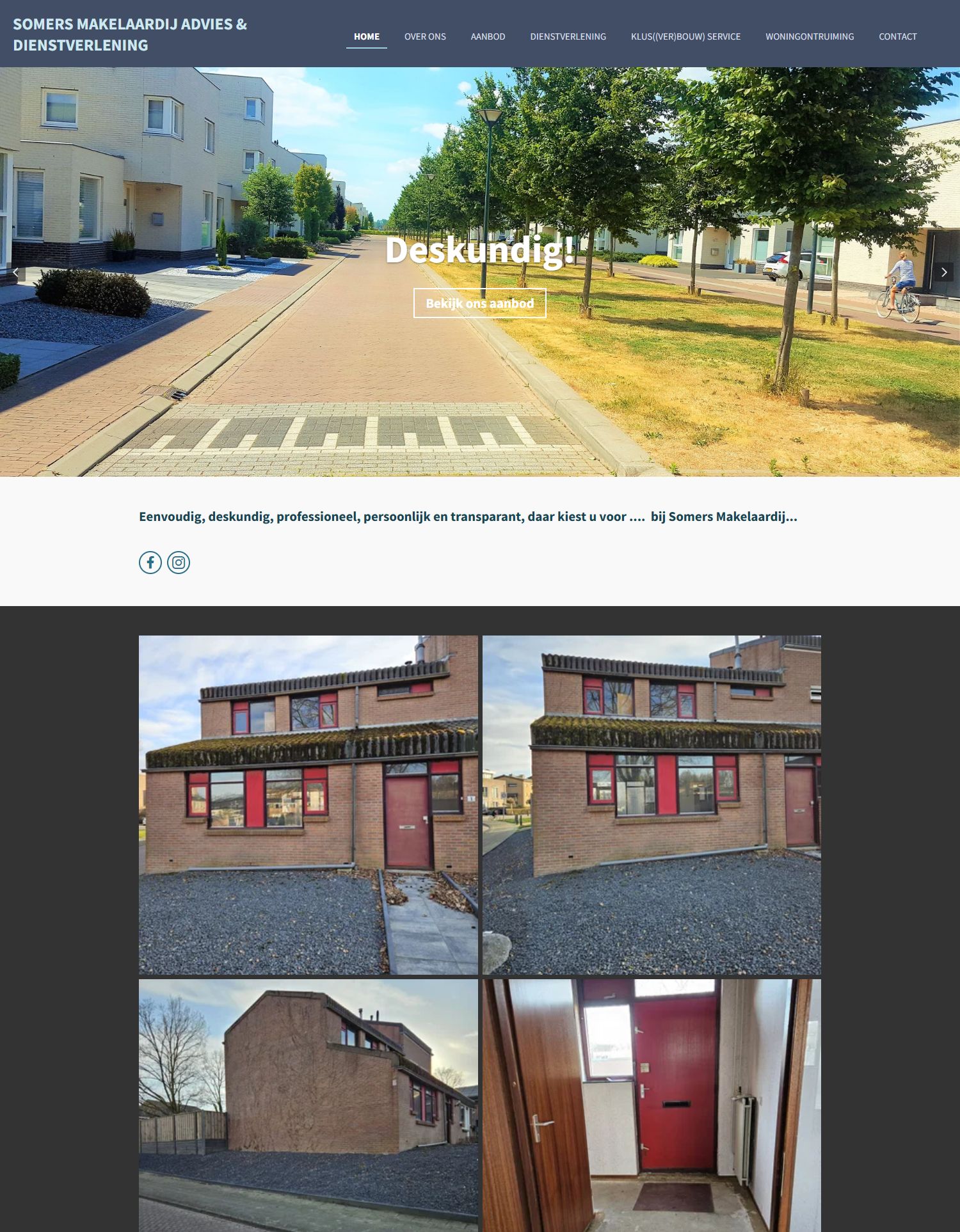 Screenshot van de website van somers-makelaardij.nl