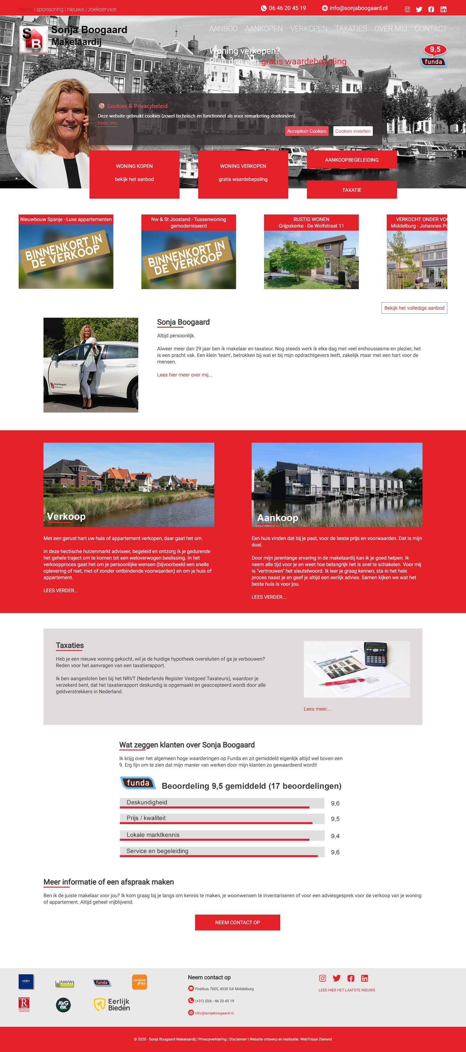 Screenshot van de website van www.sonjaboogaard.nl