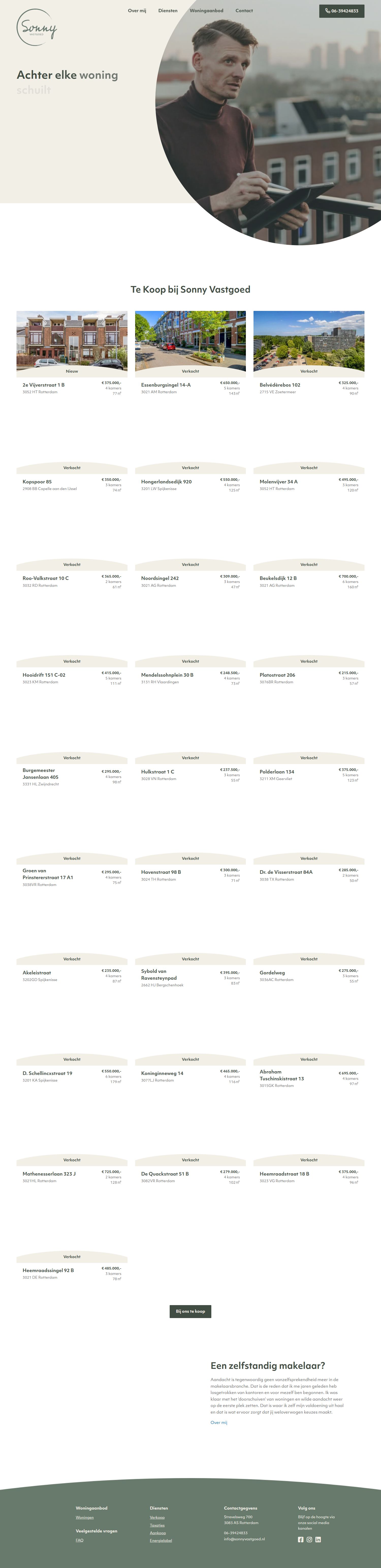 Screenshot van de website van www.sonnyvastgoed.nl