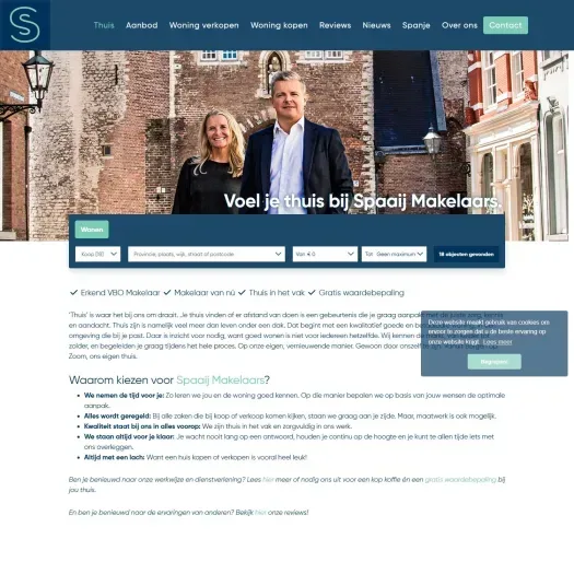 Screenshot van de website van www.spaaijmakelaars.nl