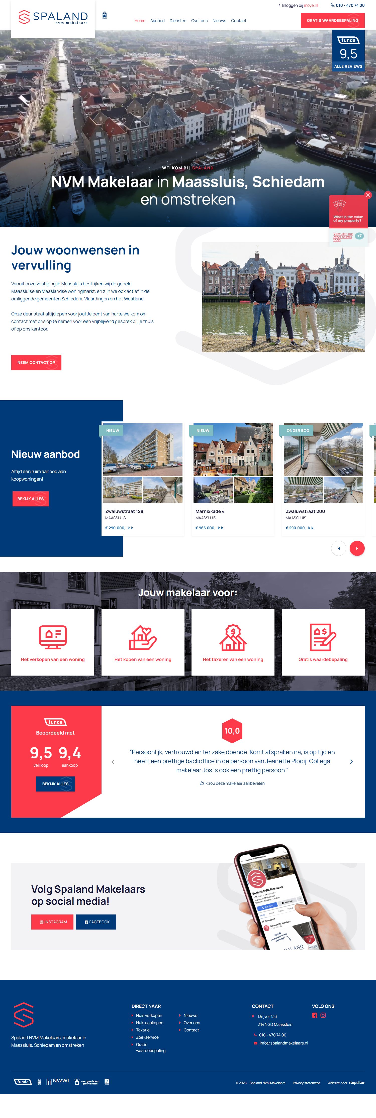 Screenshot van de website van www.spalandmakelaars.nl