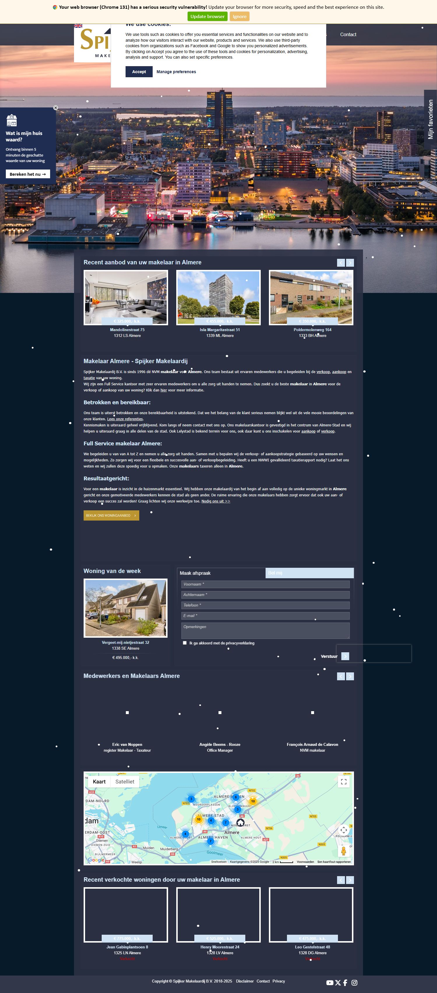 Screenshot van de website van www.spijkermakelaardij.nl