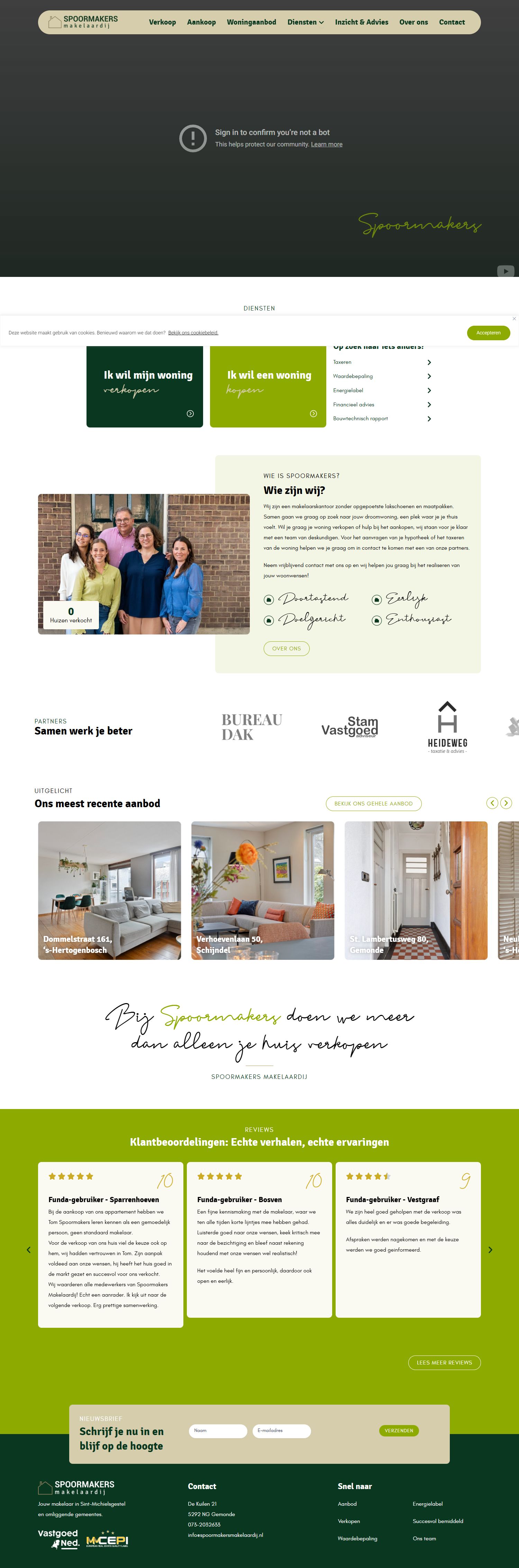 Screenshot van de website van www.spoormakersmakelaardij.nl