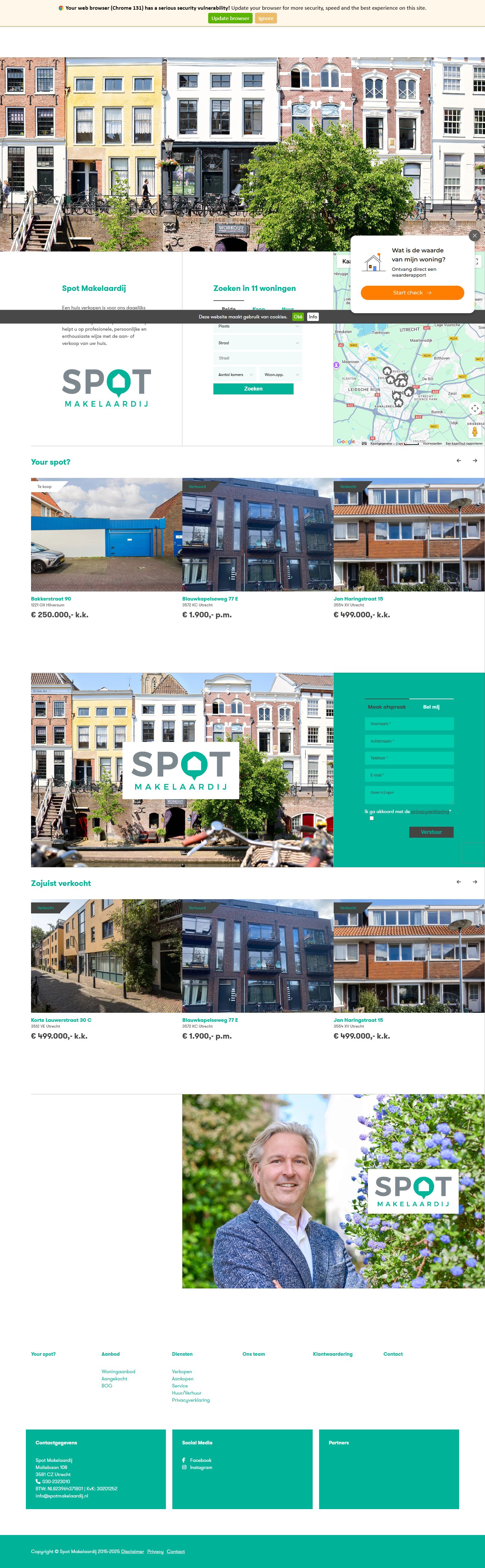 Screenshot van de website van www.spotmakelaardij.nl