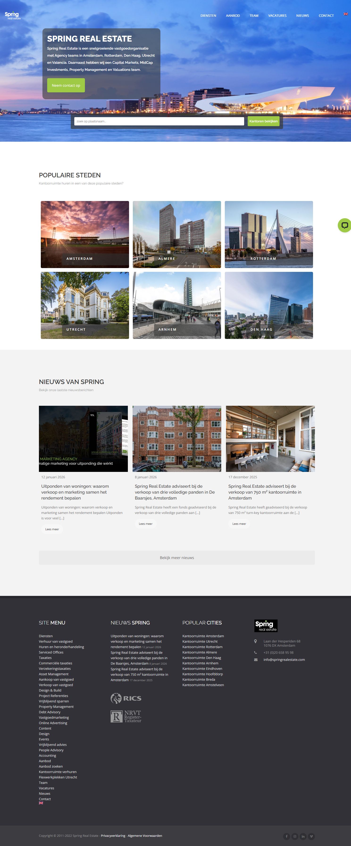 Screenshot van de website van springrealestate.com