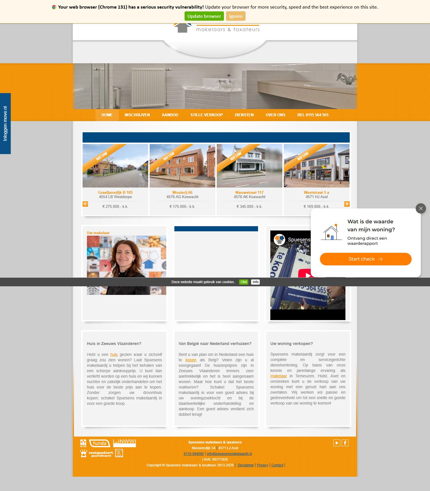 Screenshot van de website van www.spuesensmakelaardij.nl