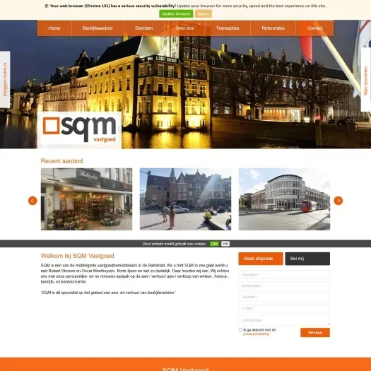 Screenshot van de website van www.sqm.nl