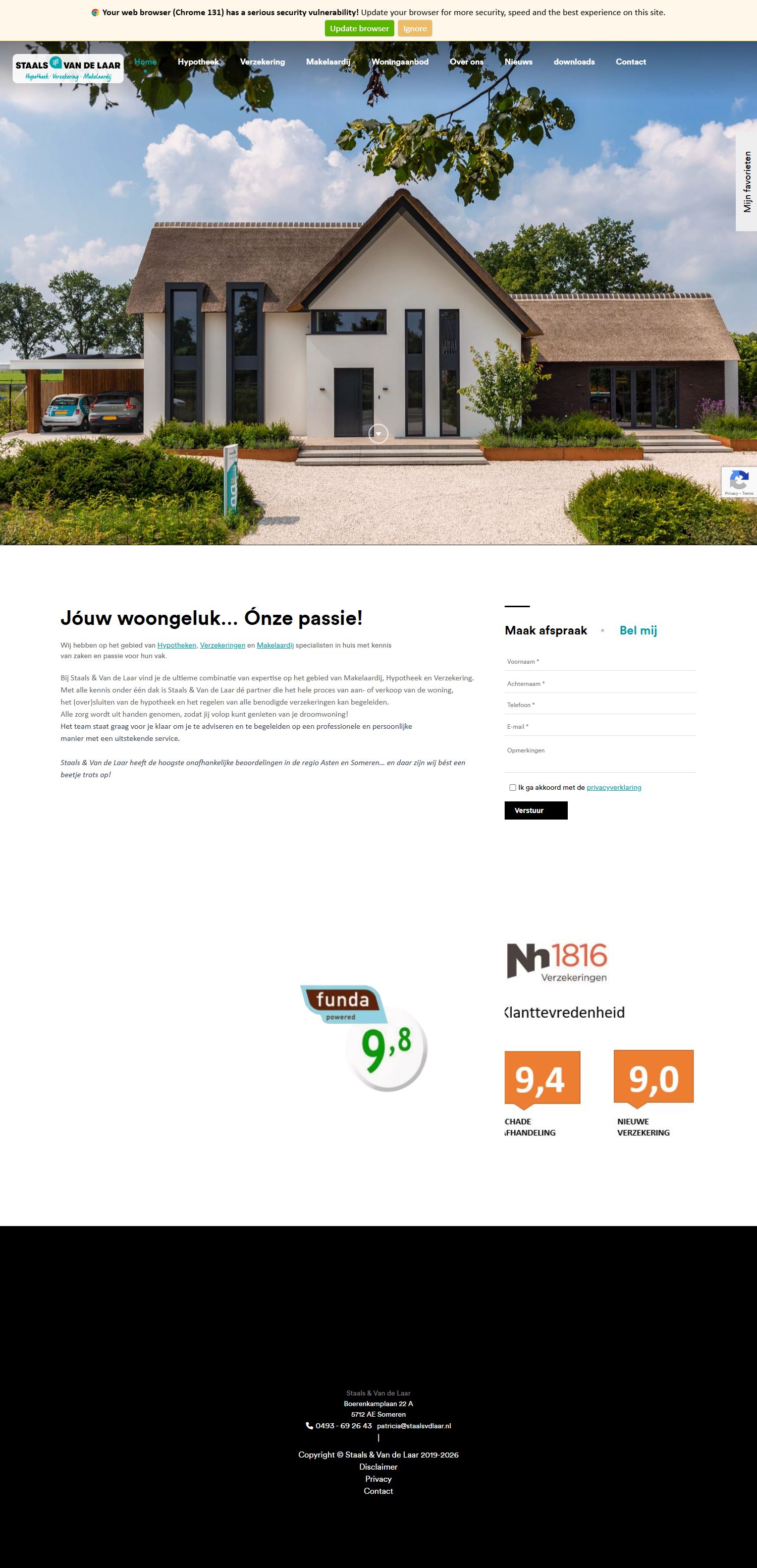 Screenshot van de website van www.staalsvdlaar.nl