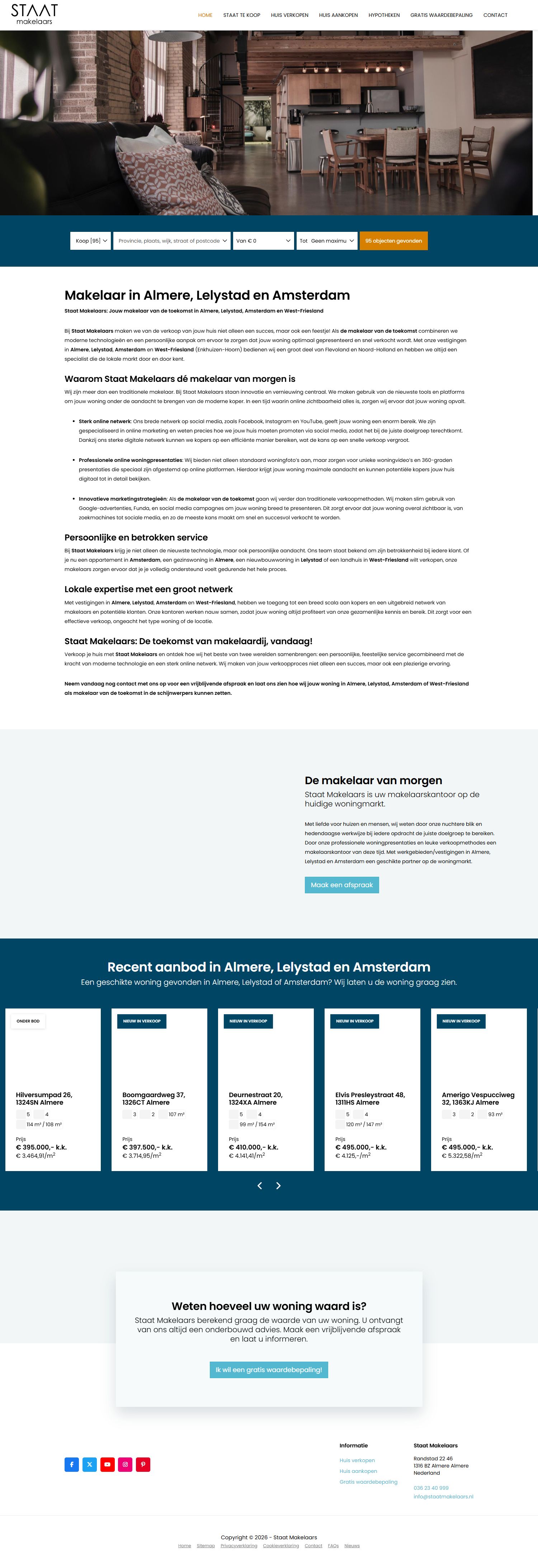 Screenshot van de website van www.staatmakelaars.nl