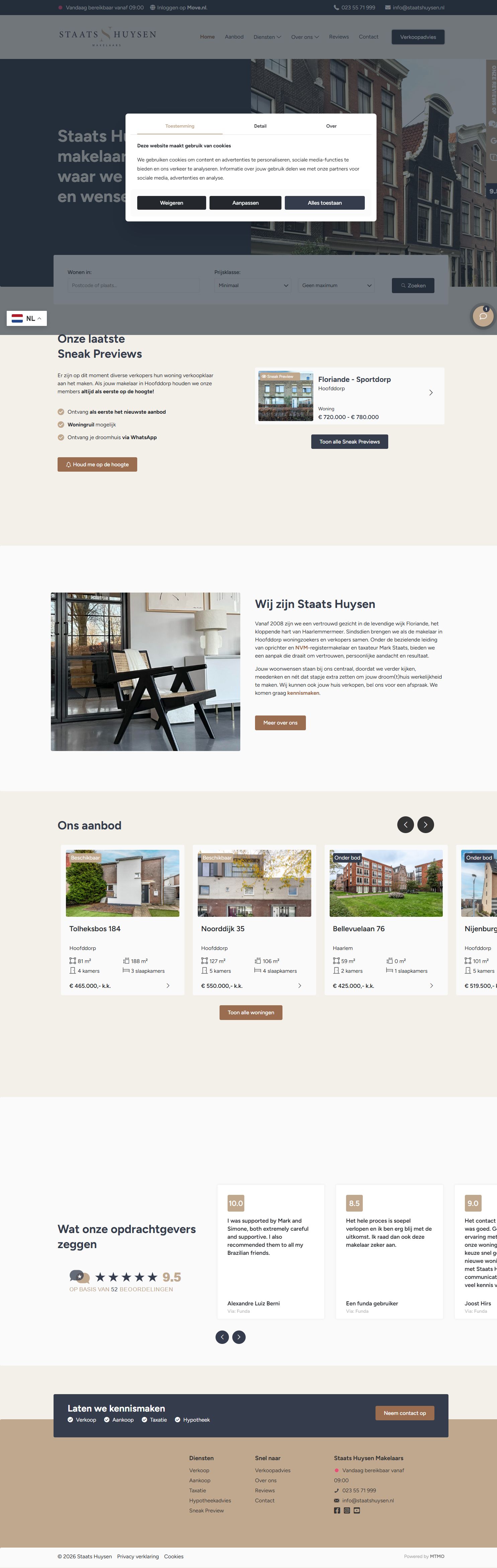 Screenshot van de website van www.staatshuysen.nl