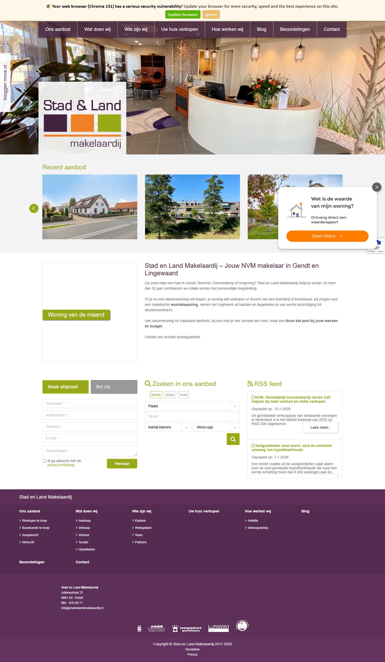 Screenshot van de website van www.stadenlandmakelaardij.nl