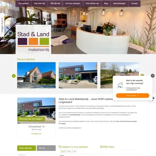 Screenshot van de website van www.stadenlandmakelaardij.nl
