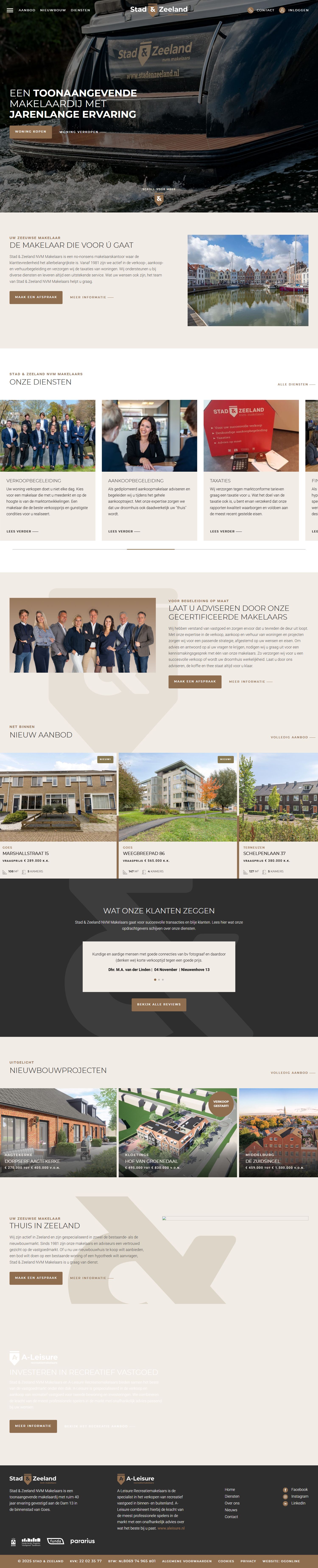 Screenshot van de website van www.stadenzeeland.nl