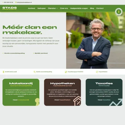 Screenshot van de website van www.stadsmakelaars.nl
