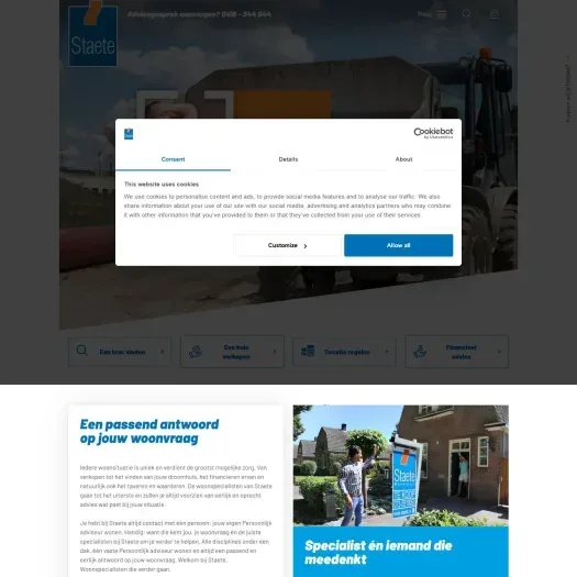 Screenshot van de website van www.staete.nl