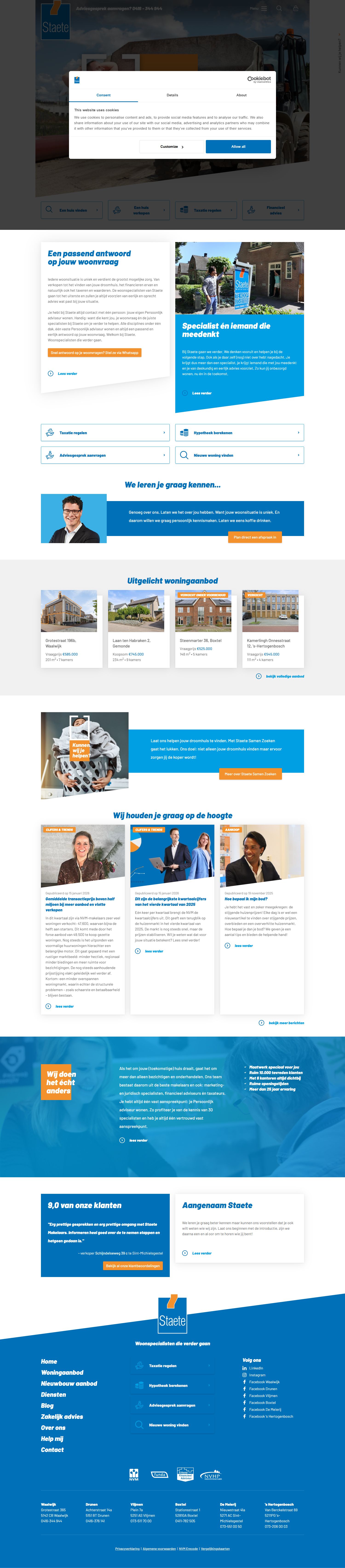 Screenshot van de website van www.staete.nl